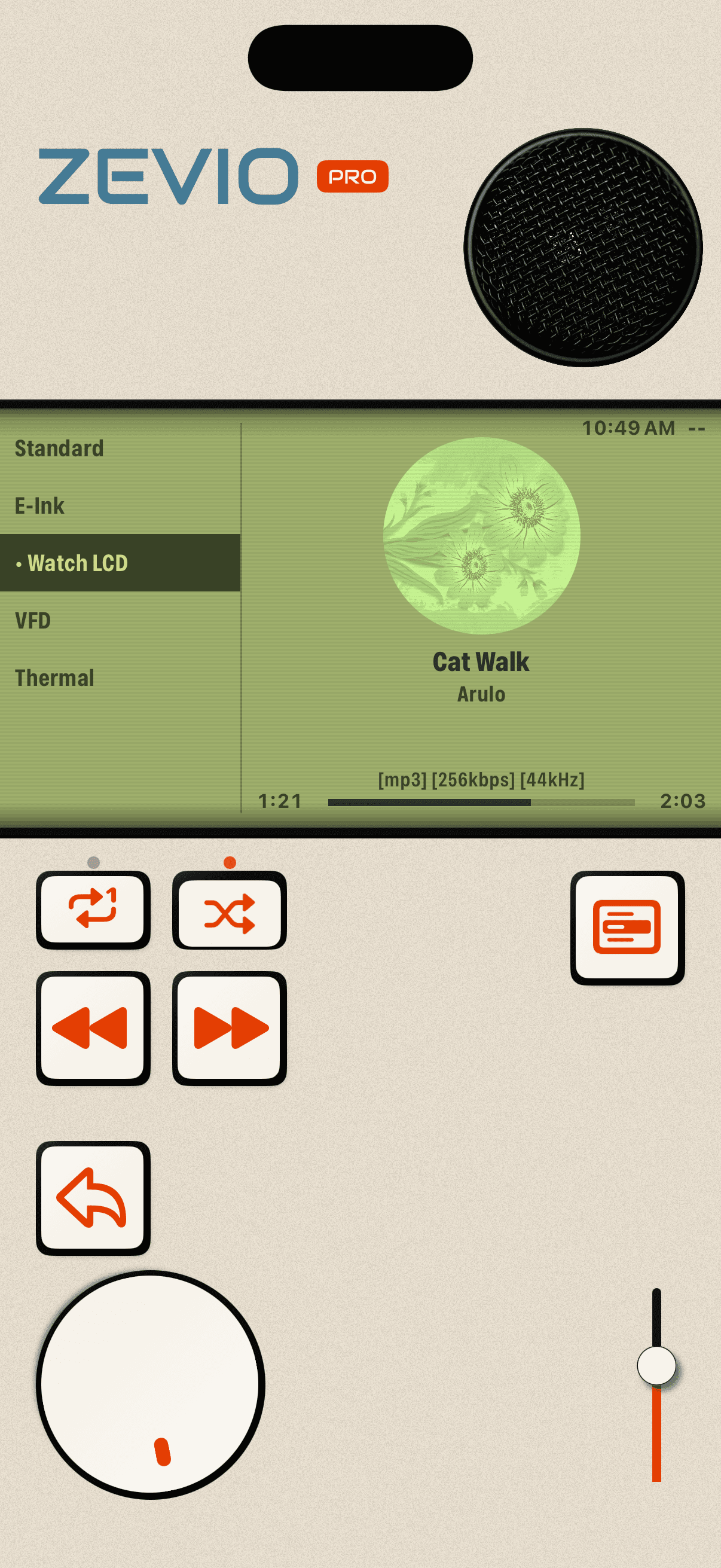 Zevio with the Watch LCD display theme.